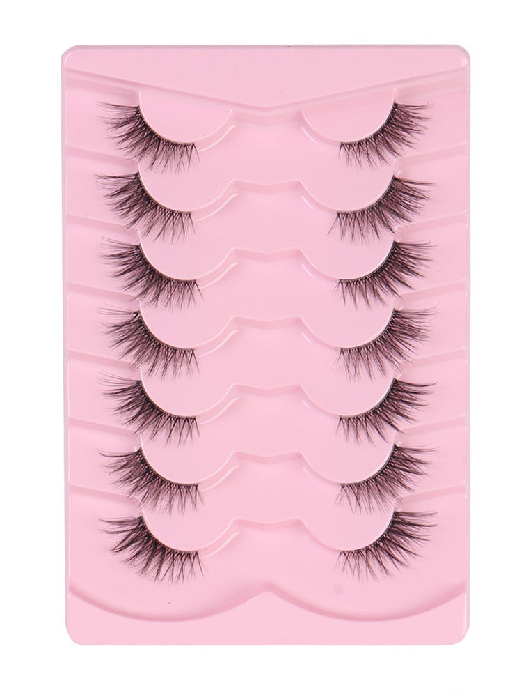 مجموعة من 7 أزواج من الرموش الصناعية 8D رموش كثيفة ذات مظهر طبيعي رموش صناعية متعددة الطبقات رموش ملتفة لإطالة الرموش مجموعة رموش لتجميل العيون (6-14 مم) - Image 2