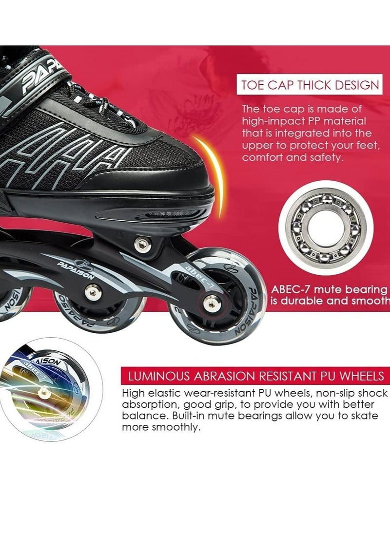 LIMOS - Skating Shoes for Kids and Adults Professional 8 Lighting Wheel Comfort roller Skate(Black) - Image 1