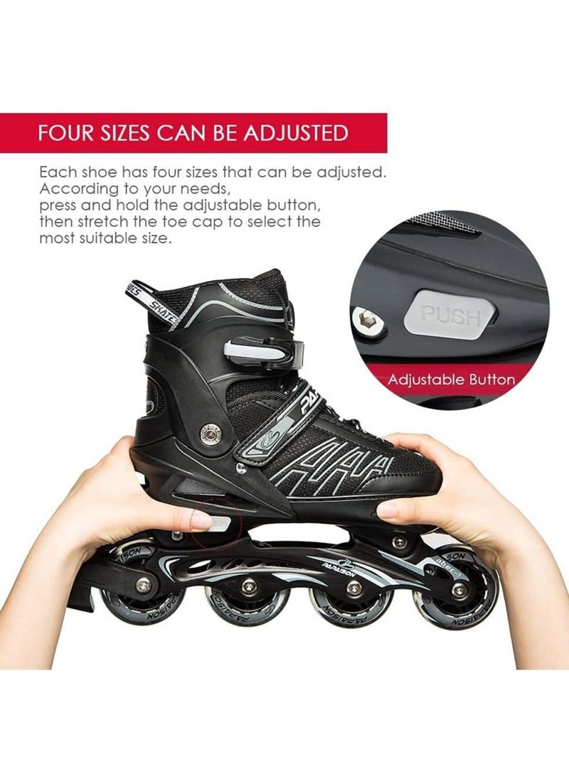 LIMOS - Skating Shoes for Kids and Adults Professional 8 Lighting Wheel Comfort roller Skate(Black) - Image 1