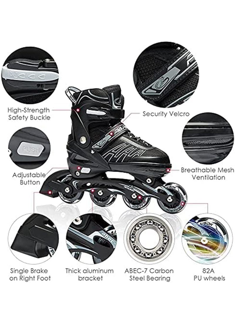 LIMOS - Skating Shoes for Kids and Adults Professional 8 Lighting Wheel Comfort roller Skate(Black) - Image 1