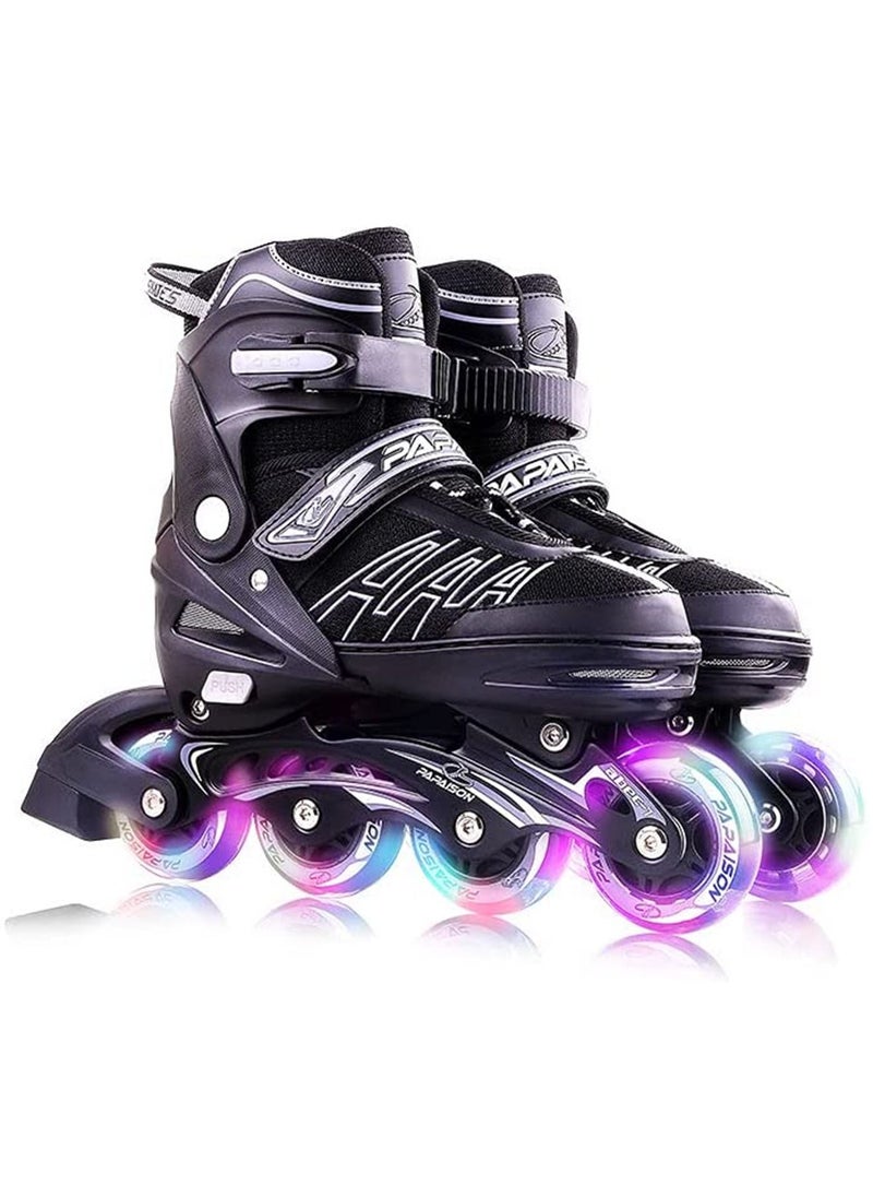 LIMOS - Skating Shoes for Kids and Adults Professional 8 Lighting Wheel Comfort roller Skate(Black) - Image 1