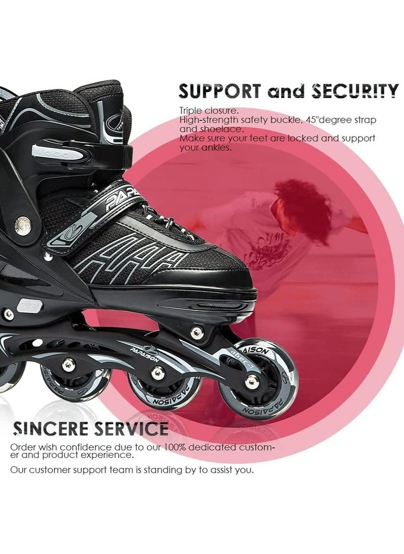 LIMOS - Skating Shoes for Kids and Adults Professional 8 Lighting Wheel Comfort roller Skate(Black) - Image 1