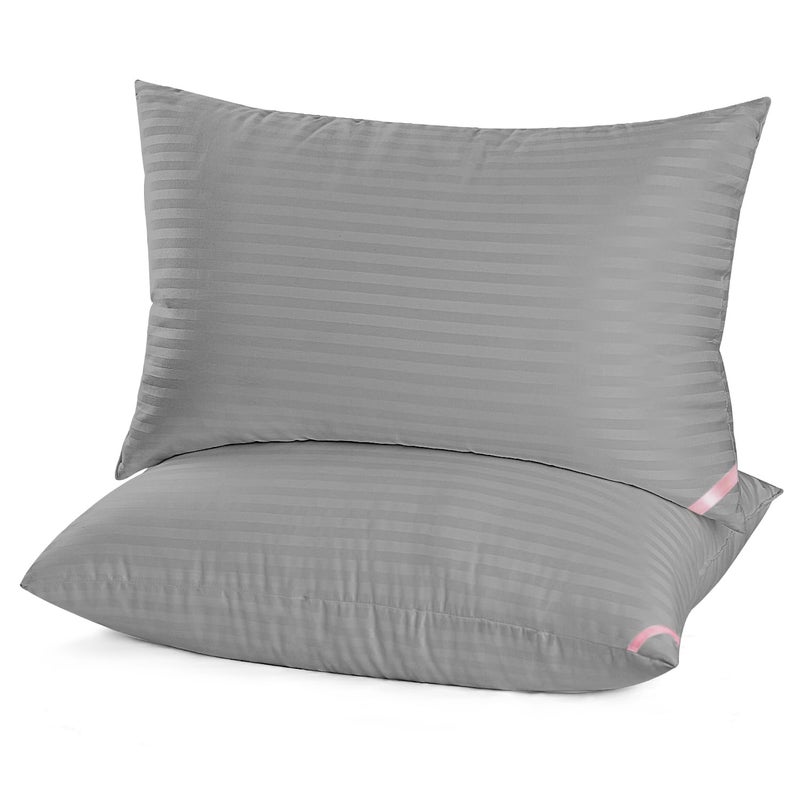 EIUE Bed Pillows for Sleeping 2 Pack Queen Sizeï¼ŒSuper Soft Down Alternative Microfiber Filled Pillows,Pillows for Side and Back Sleepers,20 x 30 Inches,Dark Gray