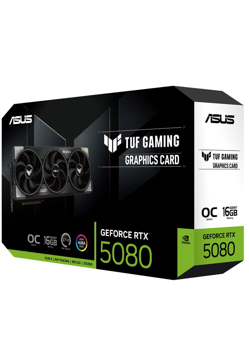 ASUS TUF Gaming GeForce RTX ™ 5080 16GB GDDR7 OC Edition Gaming Graphics Card (PCIe® 5.0, HDMI®/DP 2.1, 3.6-Slot, Military-Grade Components, Protective PCB Coating, axial-tech Fans, Vapor Chamber) - Image 3