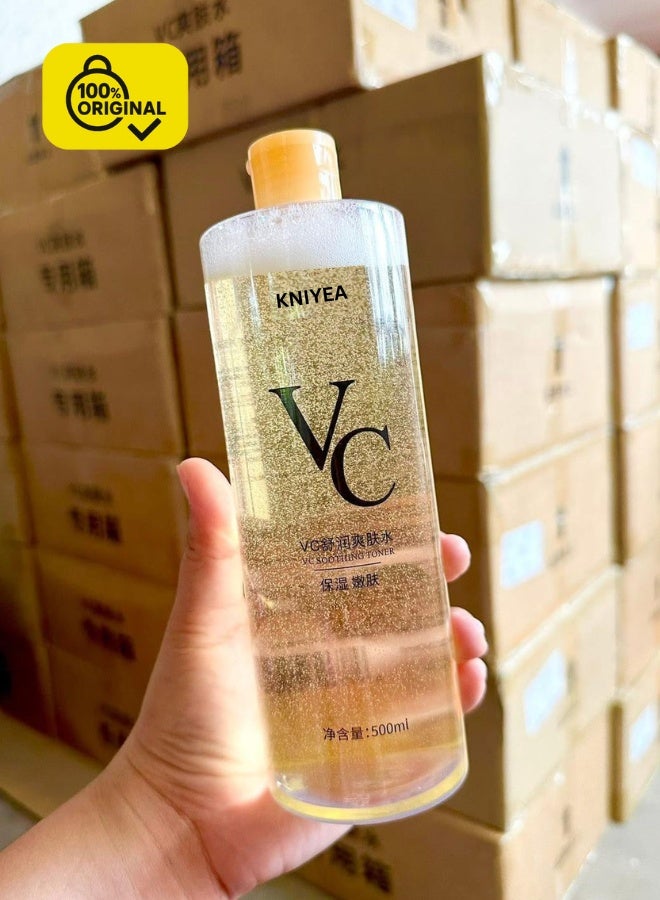 Original KNIYEA VC Toner 500ml Vitamin C Brightening Face Toner Hydrating Refreshing Skin Toner Pore Minimizer for Glowing Smooth Radiant Skin