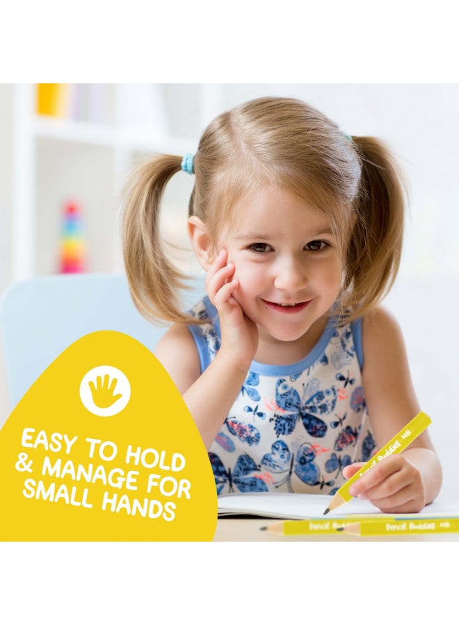 Pencil Buddies Short Jumbo Kids Pencils for Preschoolers, Kindergarten, Toddlers & Beginners - 12 Fat Pencils and 1 Sharpener & Eraser, HB Pencils, Triangle Grip, Big Pencils (Multicolor) - Image 5