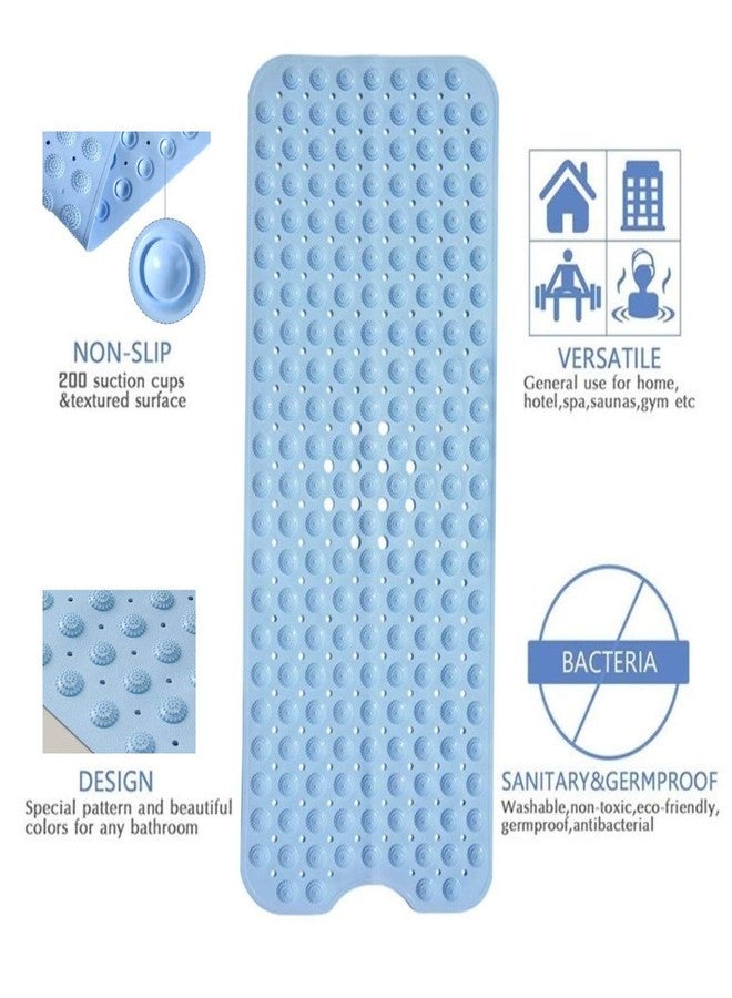 Stavae Anti Skid Mat for Bath and Bathroom Shower Mat Floor Bathroom Anti Slip Mat with Suction Cups & Drain Holes (70x37, Light Blue) - Image 3