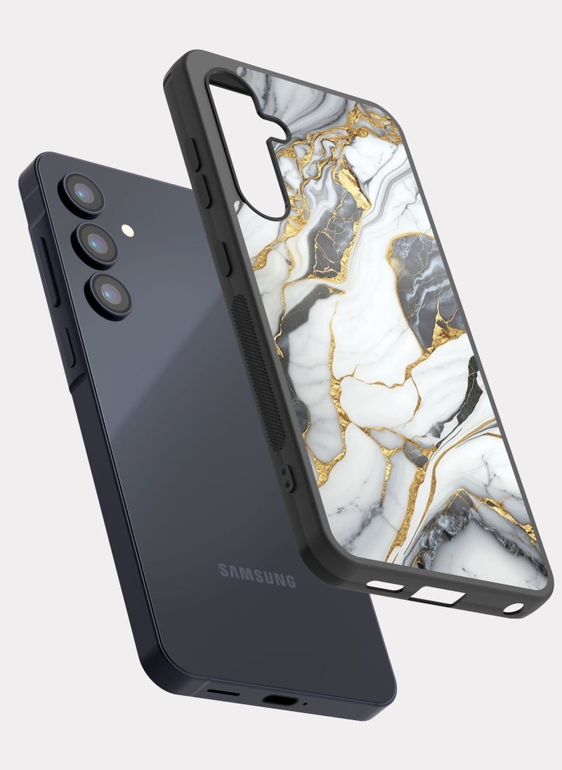 بكسلات كفر سامسونج جالكسي ايه 35 رخامي ذهبي مذهب - Image 2