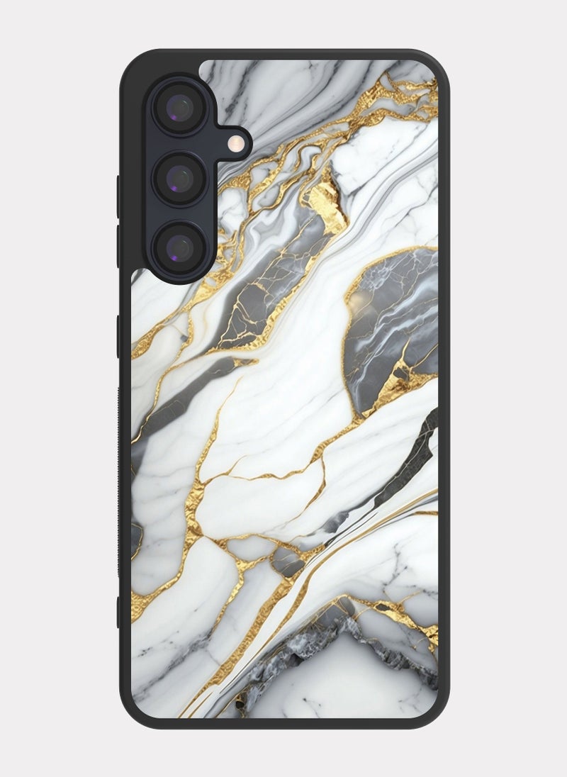 بكسلات كفر سامسونج جالكسي ايه 35 رخامي ذهبي مذهب - Image 1