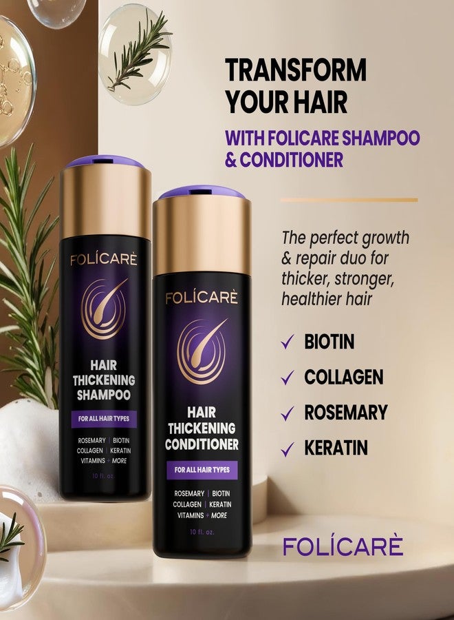 FOLICARE مجموعة شامبو وبلسم لتكثيف الشعر للنساء والرجال، شامبو وبلسم غنيان بالبيوتين، يُرمم الشعر الخفيف والتالف والمجعد بعمق، ويعالج تقصف الأطراف، خالٍ من الكبريتات والبارابين. - Image 3
