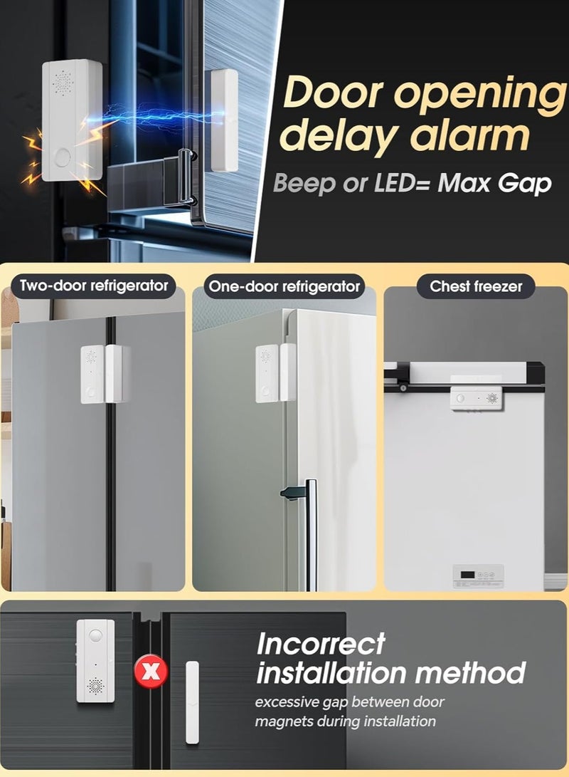 Freezer Door Alarm with Adjustable Voice Reminders (60s/30s/10s/0s Delay) for Open Freezer or Refrigerator Doors - Image 4