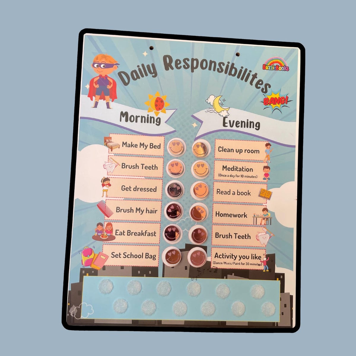 BuzzieWorld Daily Responsibility Board - Superhero | Schedule for Kids ...