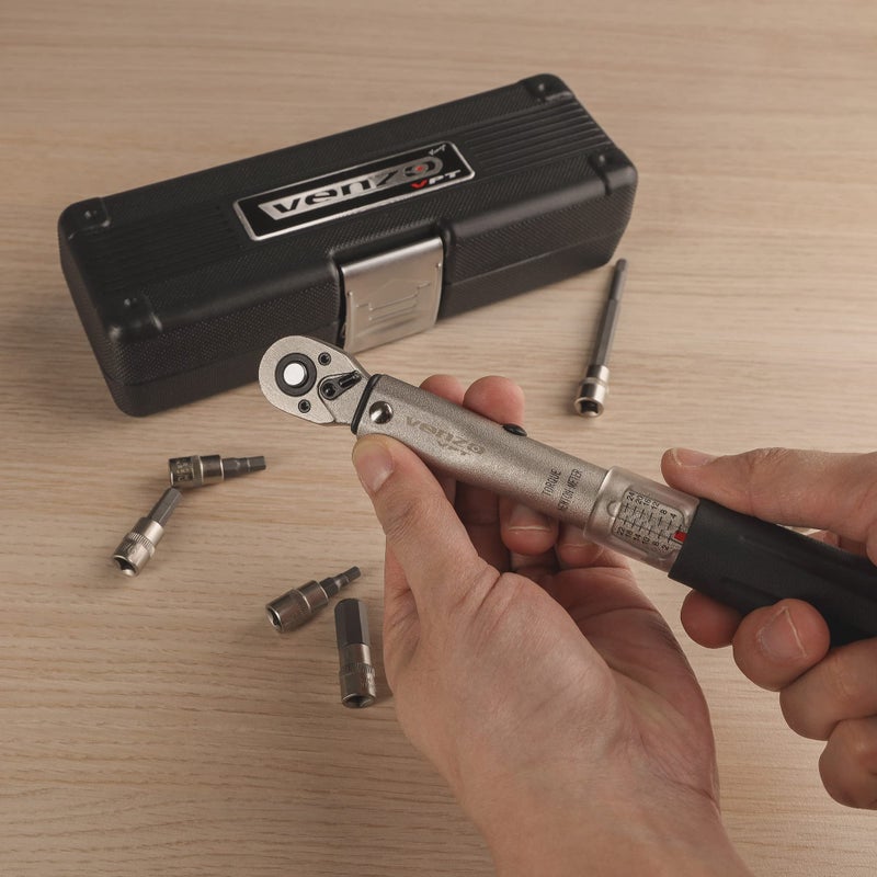 Venzo Bicycle Bike 1/4 Inch Driver - Torque Wrench Allen Key Tools Socket Set Kit 2-24Nm - Small Adjustable - Image 4