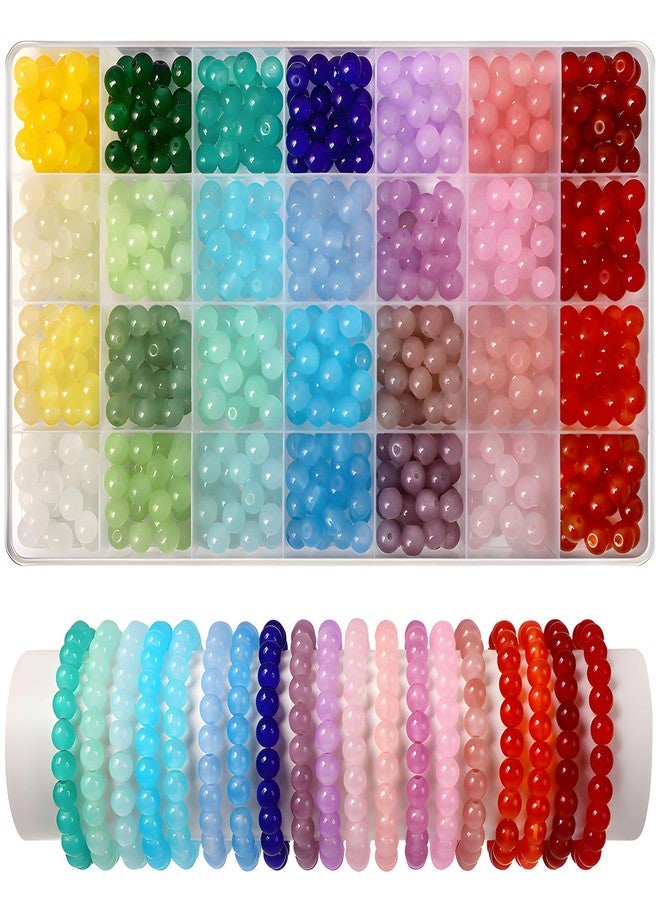 Teniinet 700 Pcs 8mm Glass Beads for Jewelry Making,28 Colors Crystal Beads Bracelet Making Kit for Bracelet Jewelry Making and DIY Crafts - Image 1