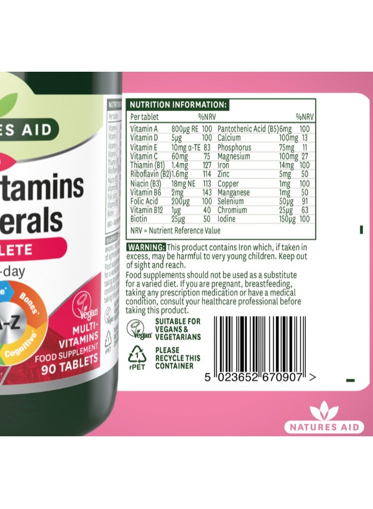 Natures Aid Complete Multi-Vitamin & Minerals 90 Tablets - Image 5