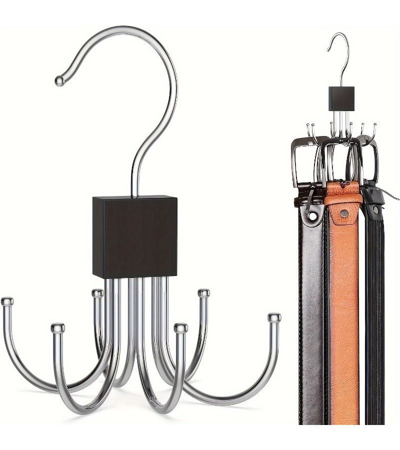 High-Quality 6-in-1 Rotating Hook Organizer Hanger for Ties Scarves Bags 2 Pack - Image 1