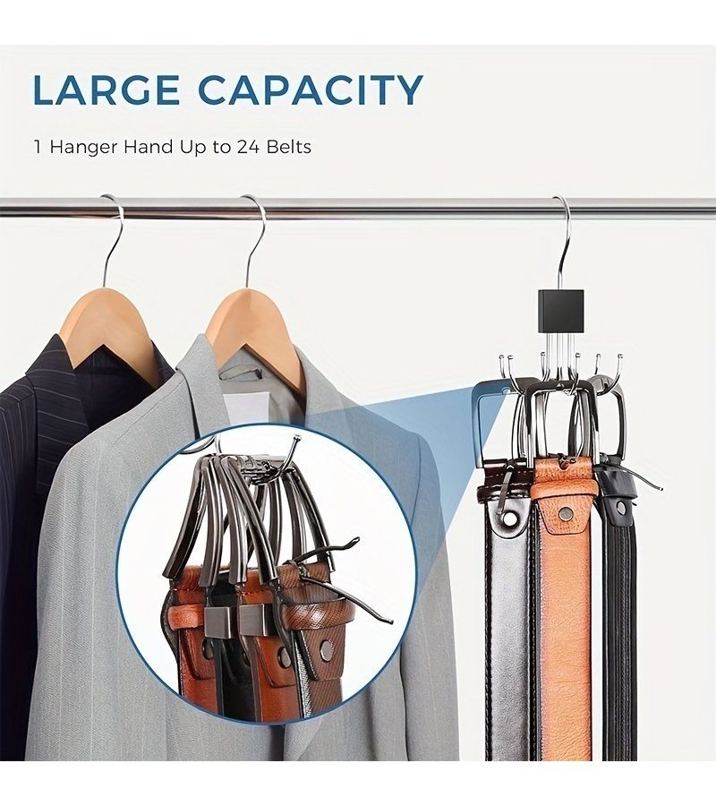 High-Quality 6-in-1 Rotating Hook Organizer Hanger for Ties Scarves Bags 2 Pack - Image 3