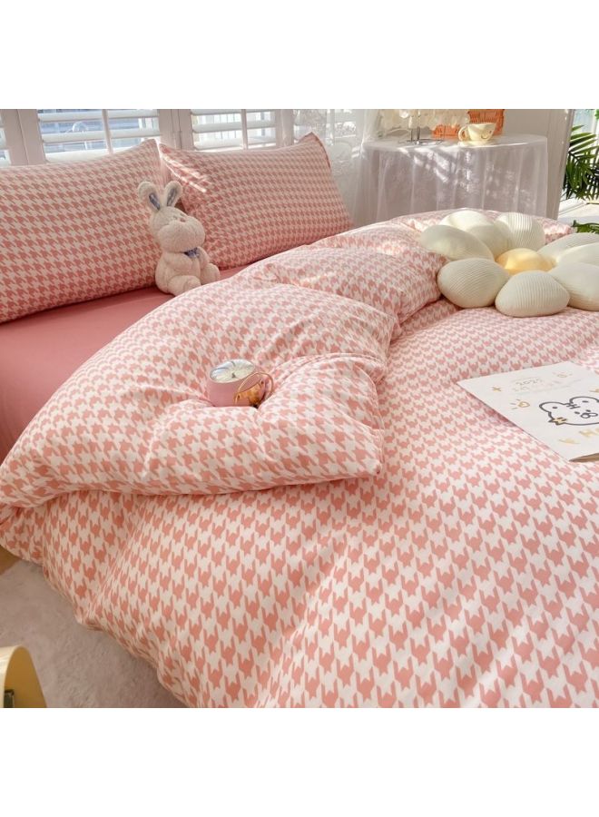 Washed Cotton Four-piece Quilt Cover Single Bedding Student Dormitory Quilt Quilt Cover Sanding Three-piece Bed Sheet Person-Color:Vow-Specifications:200x230cm - Image 1