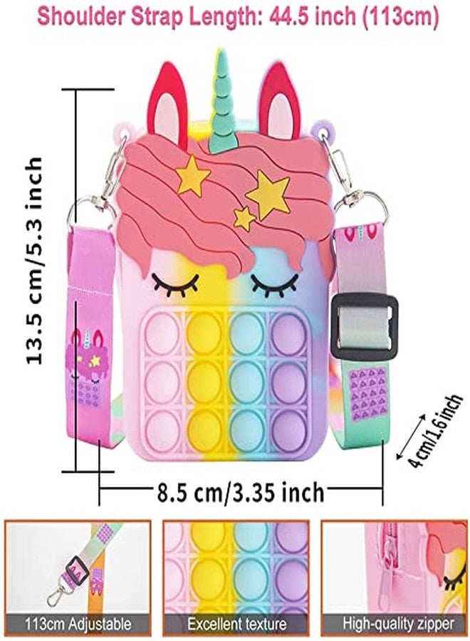 YBN Combo of Pop It Fidget Diary Notebook and Unicorn Sling Bag for Girls Stress Relief Crossbody Best Gift Return Multicolor - Image 4