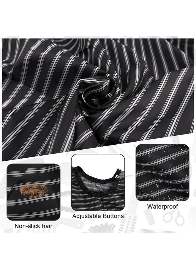 NICEMOVIC NICEMOVIC Hair Cutting Barber Cape with Neck Duster Brush and Barber Brush, Professional Barber Accessories Cleaning Supplies for Salon Haircut Styling (Black Stripe)  - Image 3