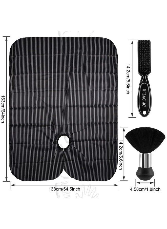 NICEMOVIC NICEMOVIC Hair Cutting Barber Cape with Neck Duster Brush and Barber Brush, Professional Barber Accessories Cleaning Supplies for Salon Haircut Styling (Black Stripe)  - Image 2