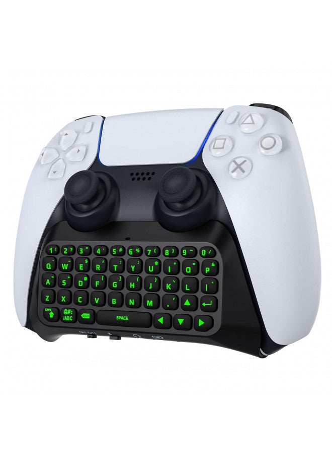 MoKo Keyboard for PS5 Controller with Green Backlight, Bluetooth Wireless Mini Keypad Chatpad for PlayStation 5, Built-in Speaker & 3.5mm Audio Jack for PS5 Controller Accessories - Image 1