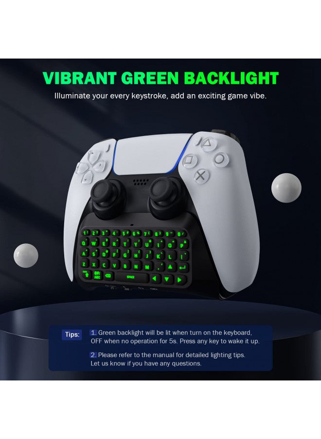 MoKo Keyboard for PS5 Controller with Green Backlight, Bluetooth Wireless Mini Keypad Chatpad for PlayStation 5, Built-in Speaker & 3.5mm Audio Jack for PS5 Controller Accessories - Image 3