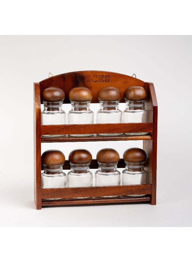 BILLI Billi glass spice jar set with wooden rack 12 pcs - Image 2