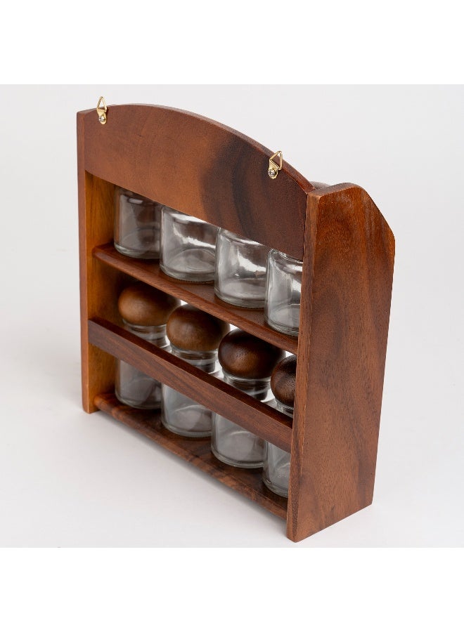 BILLI Billi glass spice jar set with wooden rack 12 pcs - Image 4