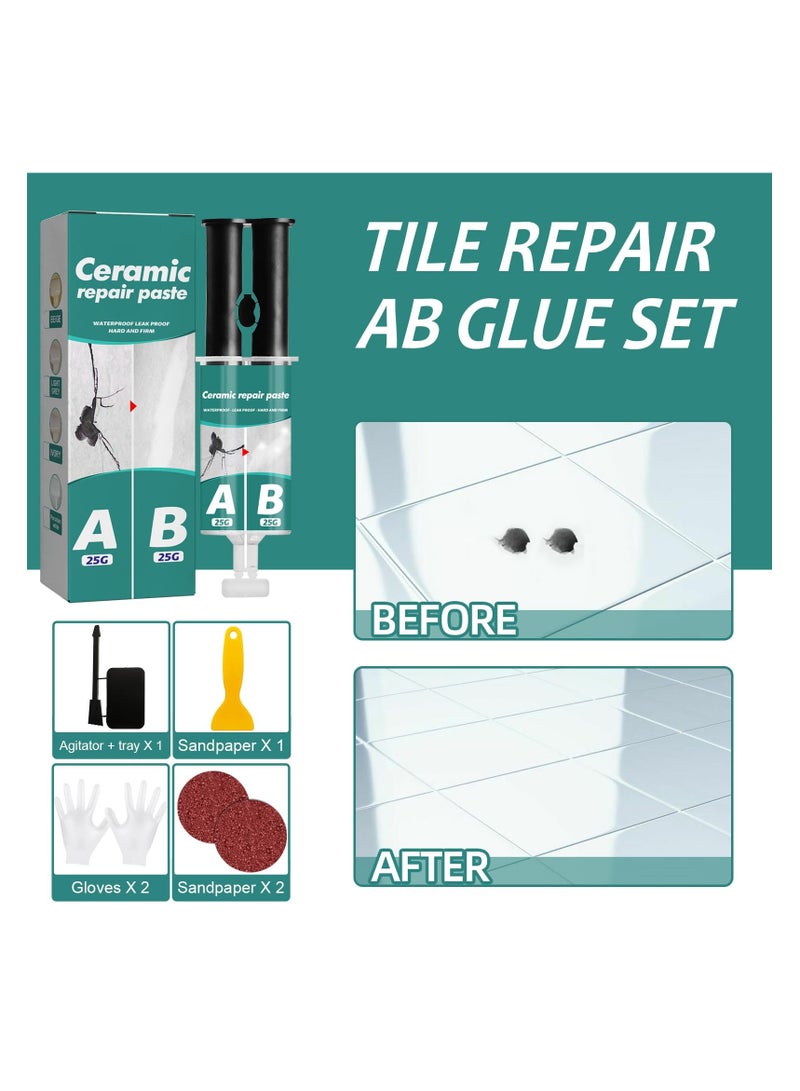 Waterproof Tub and Tile Refinishing Kit - Ceramic Tile  Porcelain Repair Kit, AB Adhesive Glue for Porcelain, Acrylic, Fiberglass, Enamel, Ideal for Bathtub Repair and Tile Crack Repair - Image 5