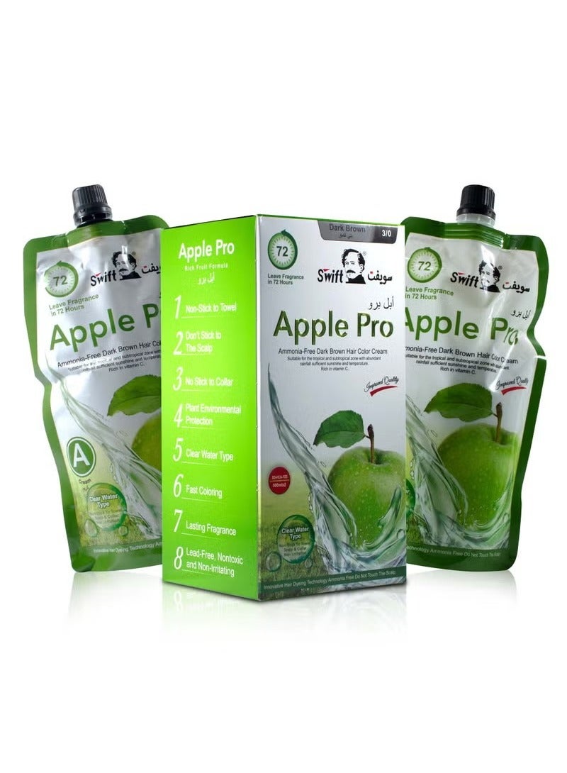 سويفت كريم صبغة شعر ابل برو بتركيبة متطورة وتغطية 100% للشعر الابيض من سويفت، كريمية بلون بني غامق 500 مل في 2