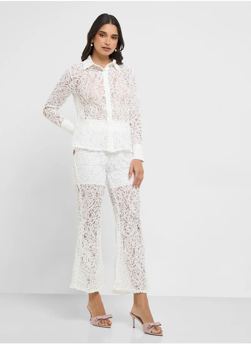 ELLA Crochet Button Down Shirt & Pant Set
