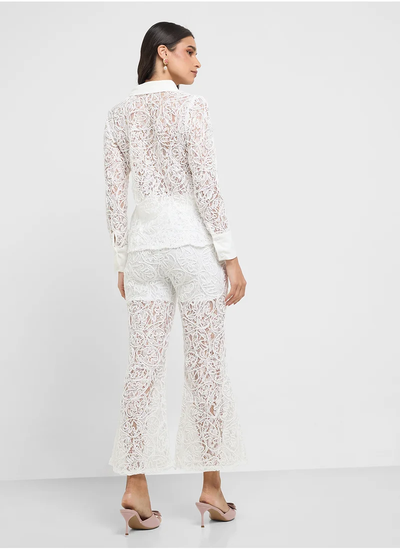 ELLA Crochet Button Down Shirt & Pant Set