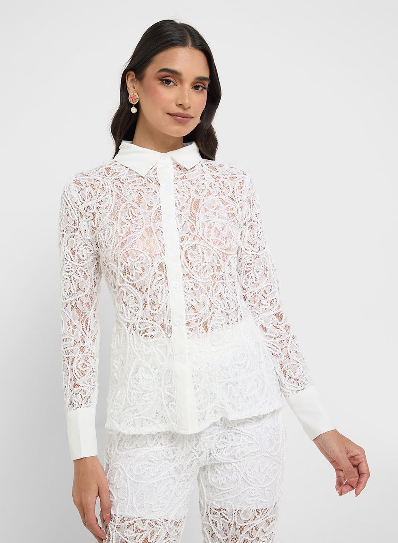 ELLA Crochet Button Down Shirt & Pant Set  - Image 3