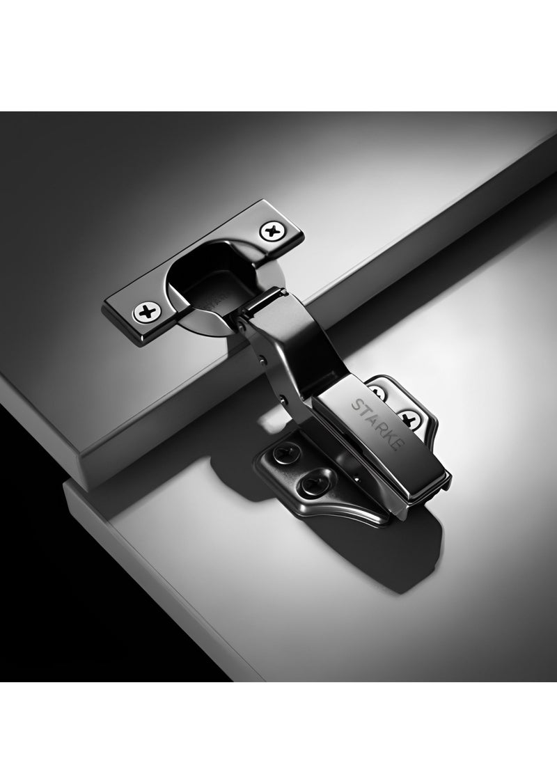 STARKE - Pack of 1 Inset Soft Close Fast Mounted 1 Section Force Buffering Hinge - Silver, 105 Degree Opening Angle, 14-22 mm Application, Protective Cover & Screws included. - Image 1