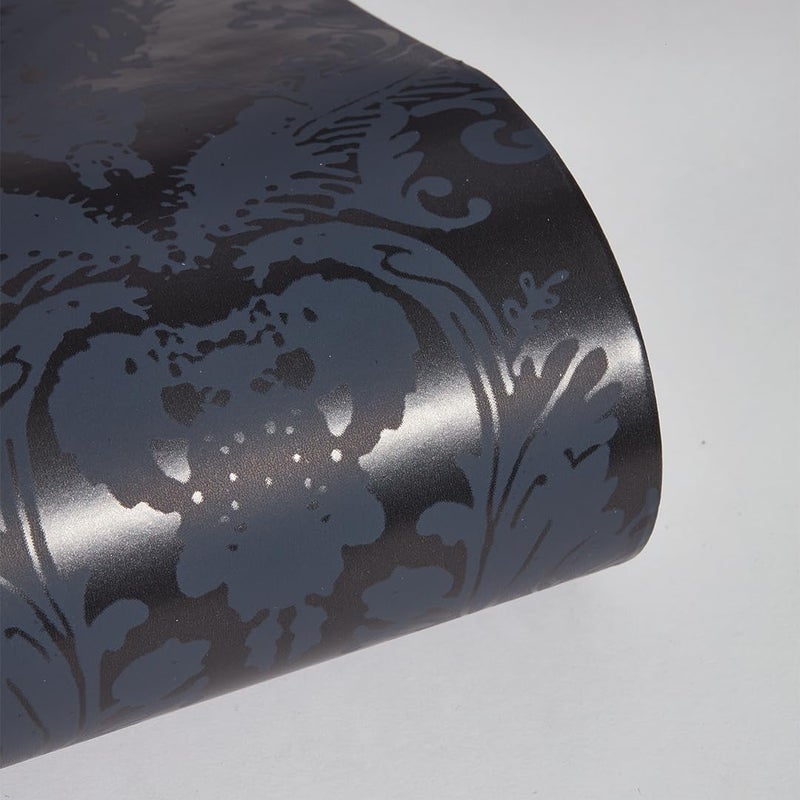 Tempaper Textured Black Damsel Removable Peel and Stick Damask Wallpaper, 20.5 in X 16.5 ft, Made in the USA - Image 5