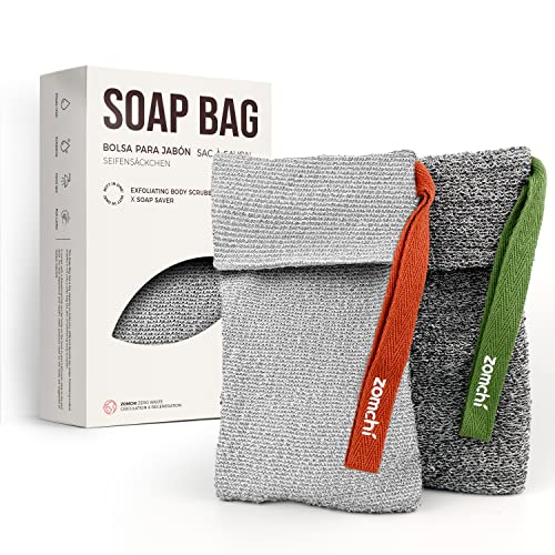 zomchi ZOMCHI 2 Pieces Different Roughness Soap Pouch and Soap Saver Pocket for Use in Shower Body Scrubber Shower Sponge Premium Exfoliating Soap Bag 
