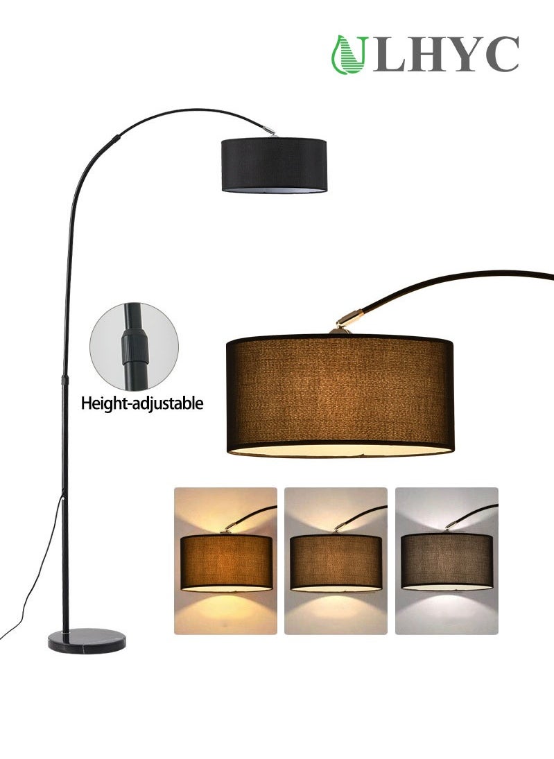 Nordic Simple Style Marble Base With Warm Light Floor Lamp with 12W Tricolor Light Black natural marble 185x70 cm
