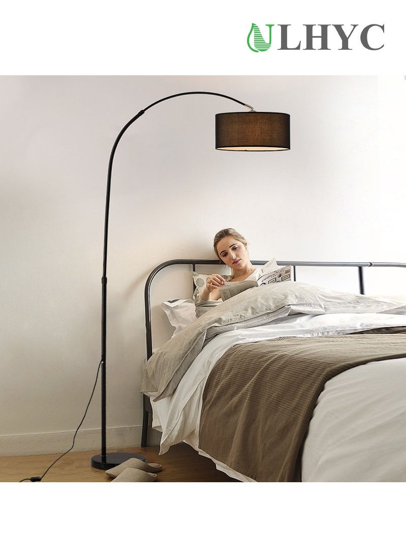 Nordic Simple Style Marble Base With Warm Light Floor Lamp with 12W Tricolor Light Black natural marble 185x70 cm