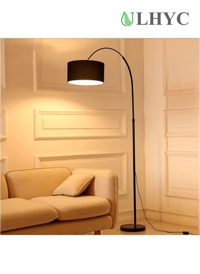 Nordic Simple Style Marble Base With Warm Light Floor Lamp with 12W Tricolor Light Black natural marble 185x70 cm