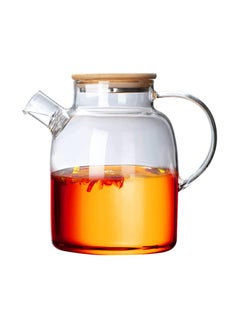 ARNOTEC Glass Teapot, Stovetop & Microwave Safe Glass Borosilicate Teapot, Glass Teapot with Strainer, Glass Pot with Wooden Lid, Loose Leaf and Fruit Tea and Fragrant Tea,60.8oz/1800ml (Wooden Lid)  - Image 1
