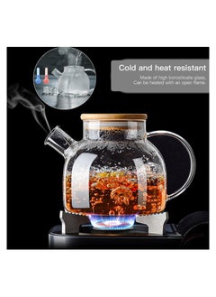 ARNOTEC Glass Teapot, Stovetop & Microwave Safe Glass Borosilicate Teapot, Glass Teapot with Strainer, Glass Pot with Wooden Lid, Loose Leaf and Fruit Tea and Fragrant Tea,60.8oz/1800ml (Wooden Lid)  - Image 4