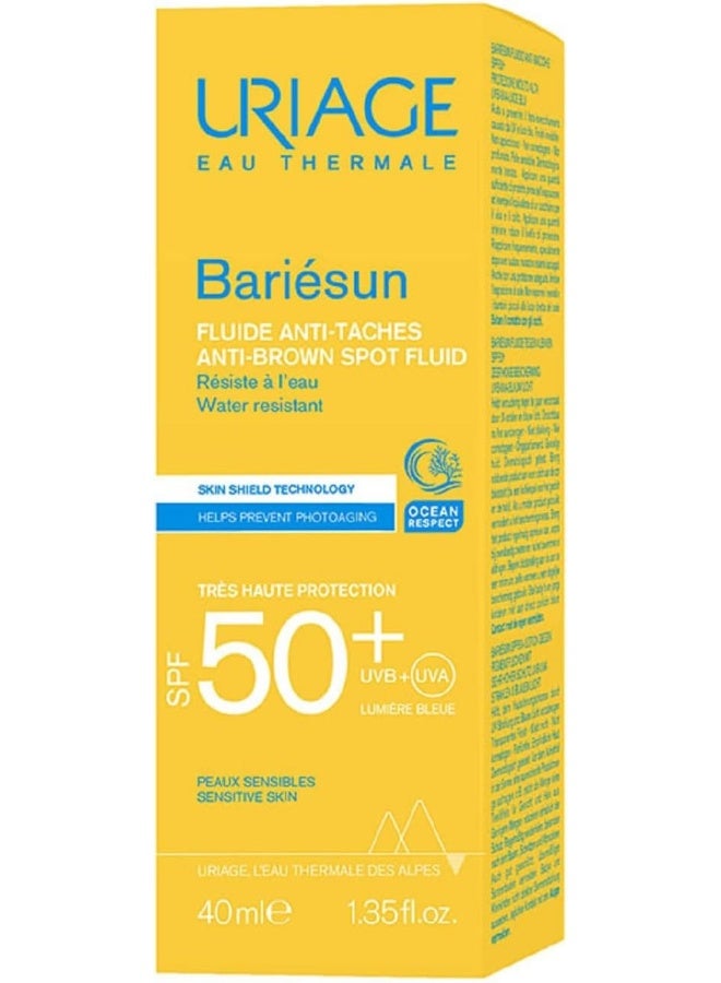 Uriage Bariesun Spf 50 Fluide Anti Tache 40 Ml High Factor Sunscreen For Stain Tendency Skin - Image 2