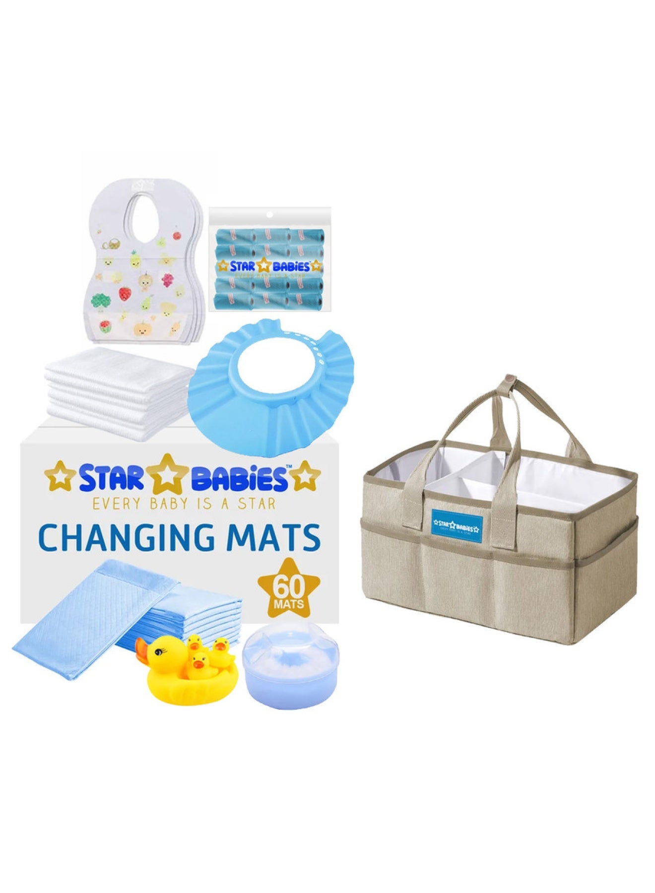 STAR BABiES Baby Essentials Pack Pack Of 7 With Caddy Diaper Bag Big Free Blue