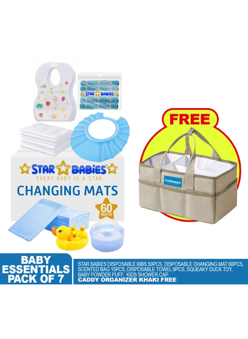 STAR BABiES Baby Essentials Pack Pack Of 7 With Caddy Diaper Bag Big Free Blue - Image 2