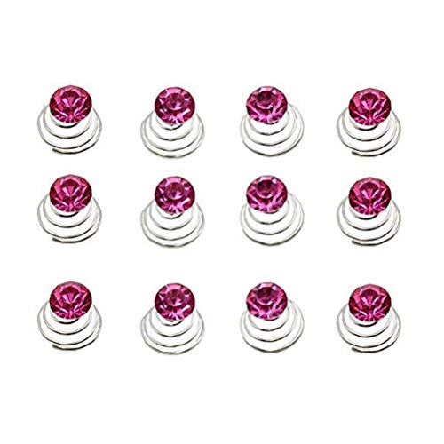 canjoyn 24 Pcs Bridal Gem Spin Hair Pins Swirl Hair Twists Coils Wedding Spiral Twist Hairpins Shiny Rhinestone Crystal Twisters Metal Spiral Updo Prom (Rose) - Image 1