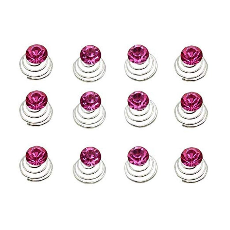 canjoyn 24 Pcs Bridal Gem Spin Hair Pins Swirl Hair Twists Coils Wedding Spiral Twist Hairpins Shiny Rhinestone Crystal Twisters Metal Spiral Updo Prom Rose - Image 3