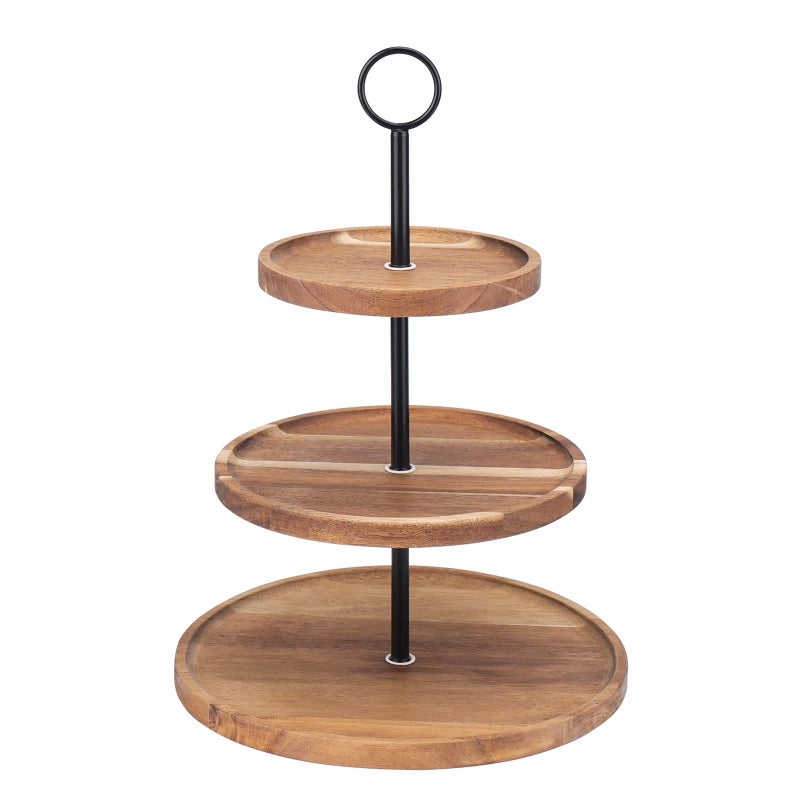 QIELSER 3 Tier Cupcake Stand, Wood Tiered Serving Tray Cupcake Tower, Serving Stand Display Dessert Cookie Candy Buffet Holder for Home Tea Party, Wedding, Farmhouse Decor, Tea Party Decor, Kitchen Decor - Image 2