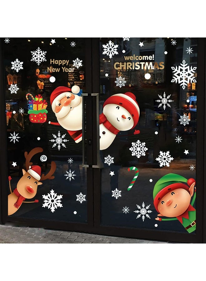 ليمون ٨٢ قطعة من ملصقات نوافذ عيد الميلاد الثلجية للزجاج، زينة عيد الميلاد، ديكورات داخلية، ملصقات سانتا كلوز رنة، رقاقات ثلج، للحفلات. - Image 2