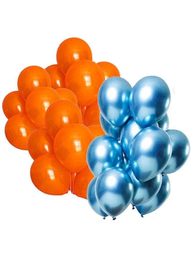 بالونات لاتكس معدنية ملونة برتقالية/زرقاء لأعياد الميلاد/ديكور الحفلات، 30 قطعة - عبوة بالونات معدنية مركبة من 15 قطعة زرقاء، 15 قطعة بالونات برتقالية اللون/حفلة استحمام الطفل، مجموعة من (أزرق + برتقالي، 30)